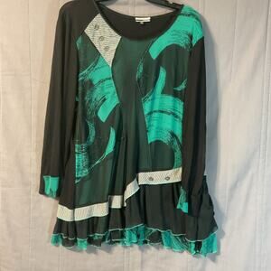 Mirror Image Women's Teal/Black Layered Top - Sz XL